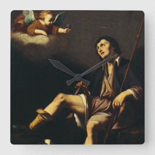 Relógio Quadrado São Roque e o Anjo por Guy François