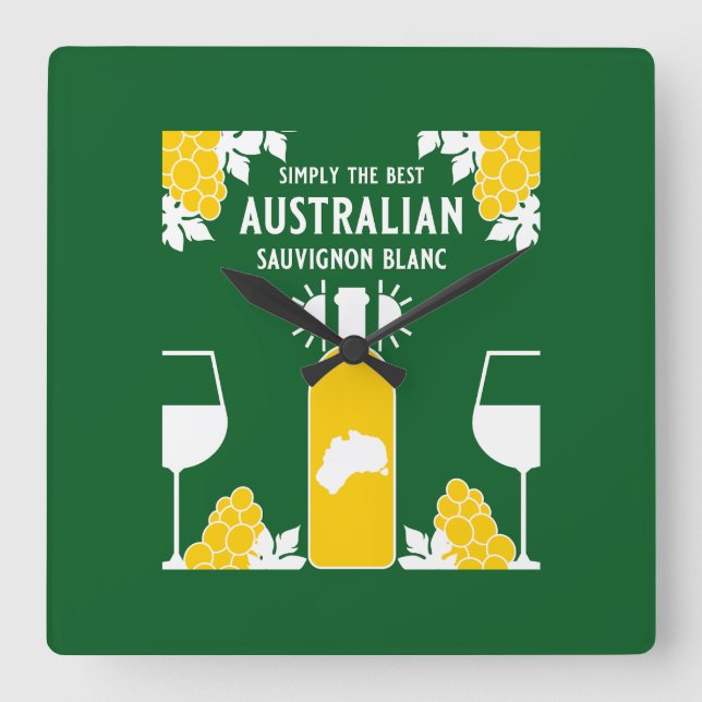 Relógio Quadrado Sauvignon Blanc Wine Drinker (Frente)