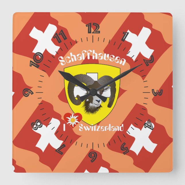 Relógio Quadrado Schaffhausen - Schweiz - Suisse - Svizzera Uhr (Frente)