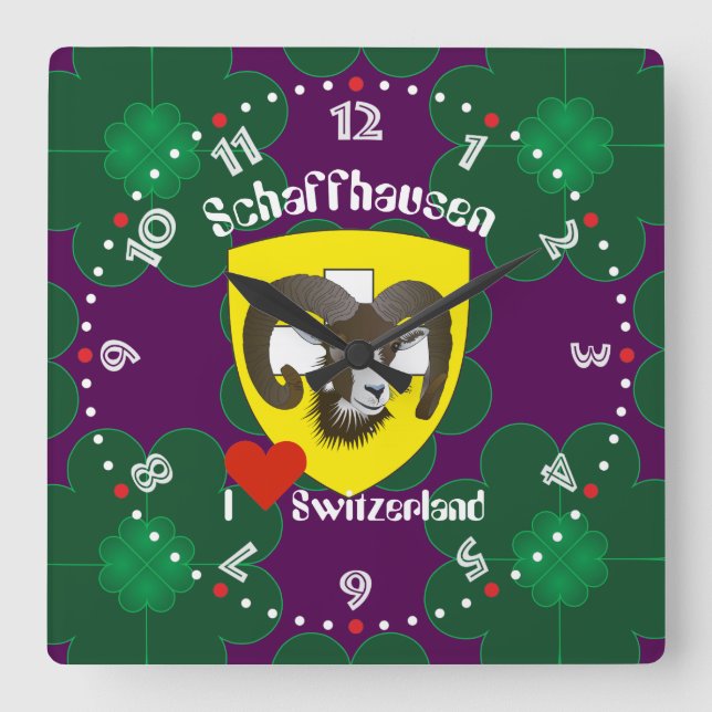 Relógio Quadrado Schaffhausen - Schweiz - Suisse - Svizzera Uhr (Frente)