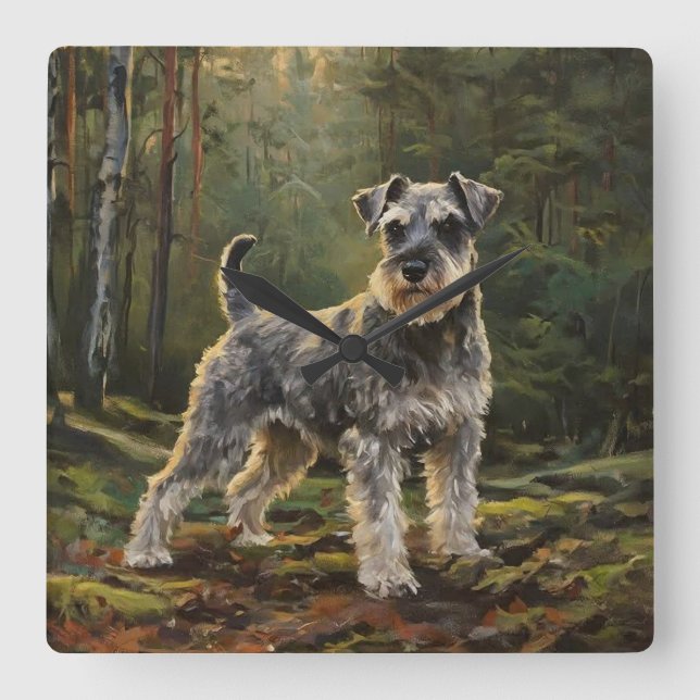 Relógio Quadrado Schnauzer  (Frente)