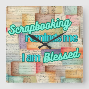 Relógio Quadrado Scrapbooking me lembra que sou abençoado