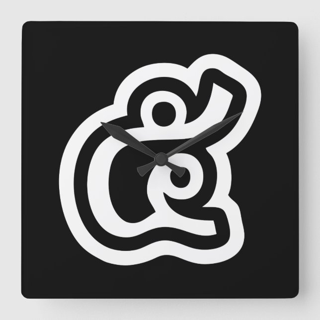 Relógio Quadrado Script Tailandês Número 5 / Cinco / ๕ (Haa/Ha) (Frente)