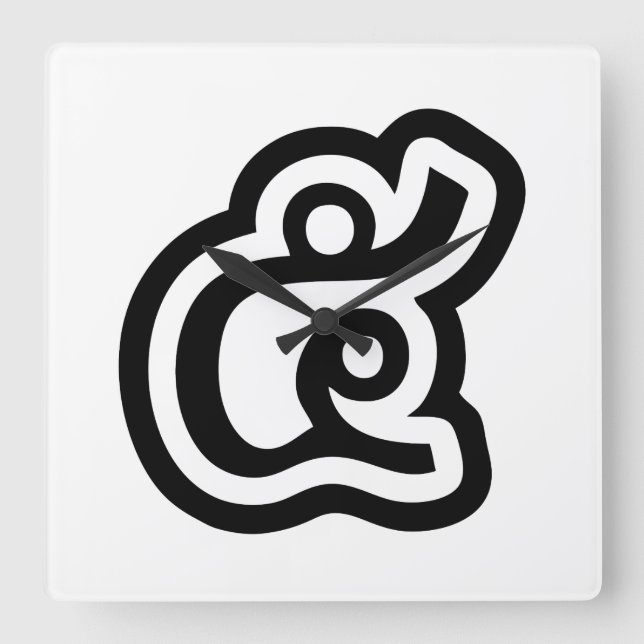 Relógio Quadrado Script Tailandês Número 5 / Cinco / ๕ (Haa/Ha) (Frente)