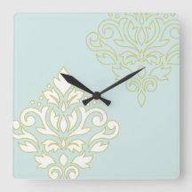 Scroll Damask Art I (outline) Wt Gld Lt Teal