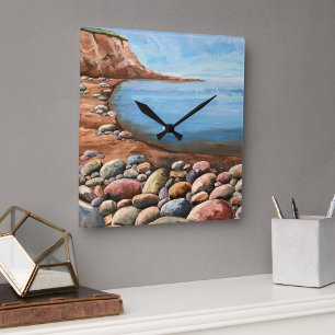 Relógio Quadrado Sea Coast Rocky CLIFFS SEASHORE Bright