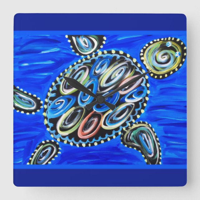 Relógio Quadrado Sea Turtle Ocean Marine Life Summer Beach House (Frente)