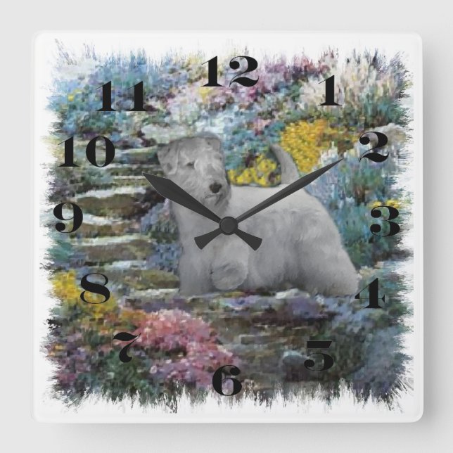 Relógio Quadrado Sealyham Terrier Lovers Art (Frente)