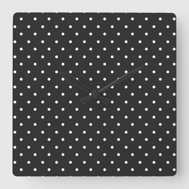 Relógio Quadrado Seamless black and white polka dot pattern  (Frente)