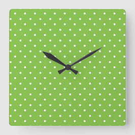 Relógio Quadrado Seamless  bright lime polka dot pattern 