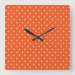 Relógio Quadrado Seamless  bright orange background polka dot