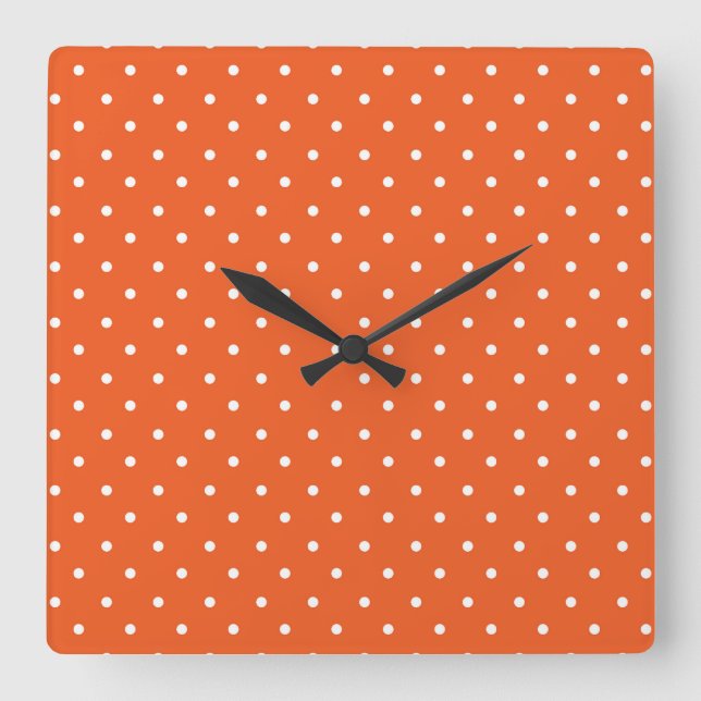 Relógio Quadrado Seamless  bright orange background polka dot (Frente)