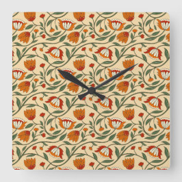 Relógio Quadrado Seamless floral pattern in beige background