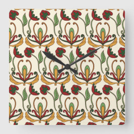 Relógio Quadrado Seamless floral pattern with red and yellow 
