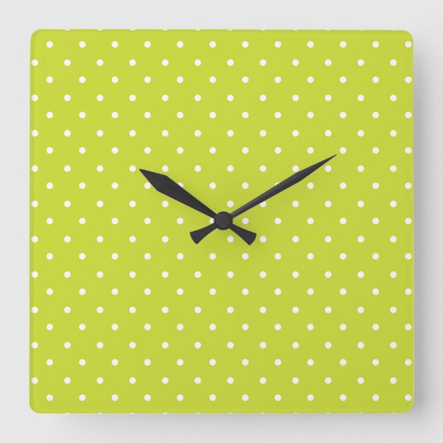 Relógio Quadrado Seamless pattern  bright lime polka dot pattern (Frente)
