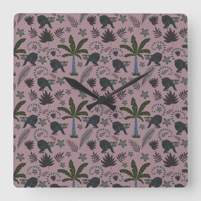 Relógio Quadrado Seamless pattern Tropical animals monkey jumping (Frente)