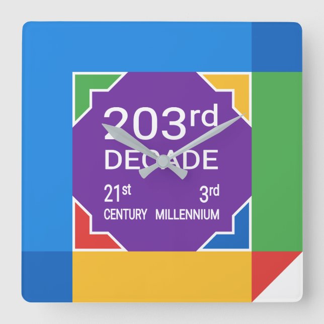 Relógio Quadrado Segunda Década (Ano Novo 2021-2030) (Frente)