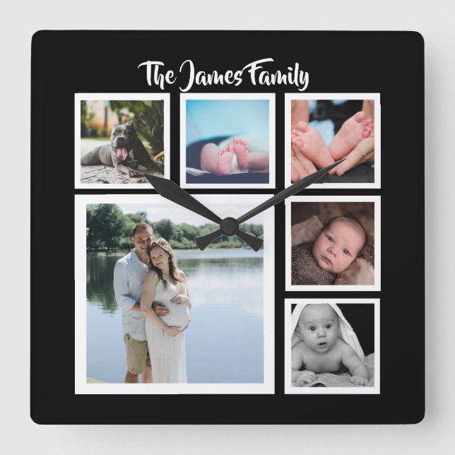 Relógio Quadrado Seis modelos da colagem da foto (Frente)