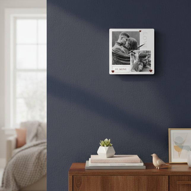 Relógio Quadrado Seja o meu Dia de os namorados Casal Fotografia Am (Criador carregado)