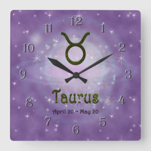 Relógio Quadrado Selecionar Cor Taurus Zodiac Sinal Astrológico