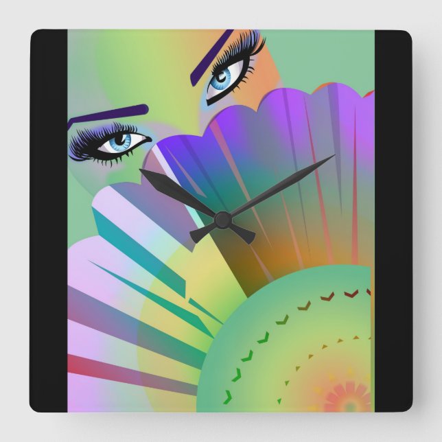 Relógio Quadrado Senhora Fã Pulso de disparo (Frente)