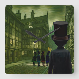 Relógio Quadrado Senhores de Cartola Passeiam Sinal de Caixa de Mad