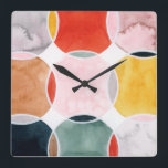 Relógio Quadrado Sensical - Padrão do Círculo<br><div class="desc">Sensical III de Grace Popp. Apresenta círculos com cores sobrepostas que criam um design divertido e alegre.| 141949GG</div>