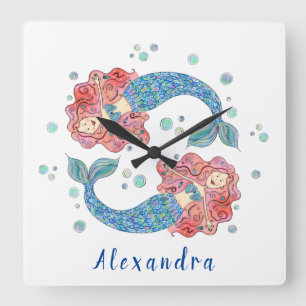 Relógio Quadrado Sereia Personalizada