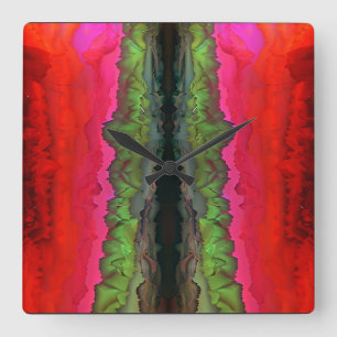 Relógio Quadrado "Serenata Colorida" Arte Abstrato colorida