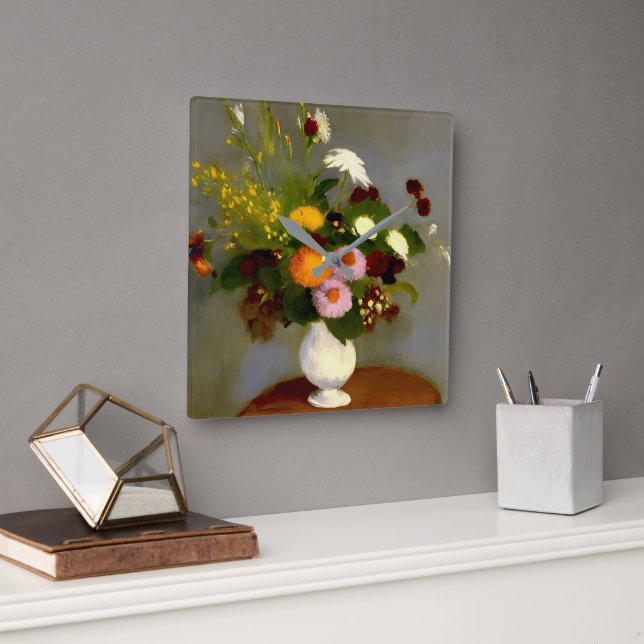 Relógio Quadrado Serene Floral Impressão (Escritório)