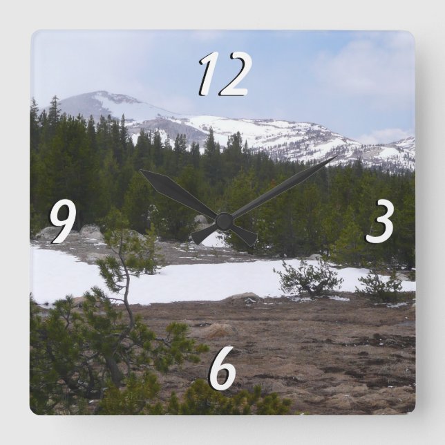 Relógio Quadrado Serra Nevada e neve em Yosemite (Frente)