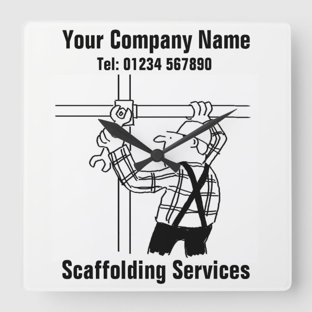 Relógio Quadrado Serviços Scaffolding (Frente)