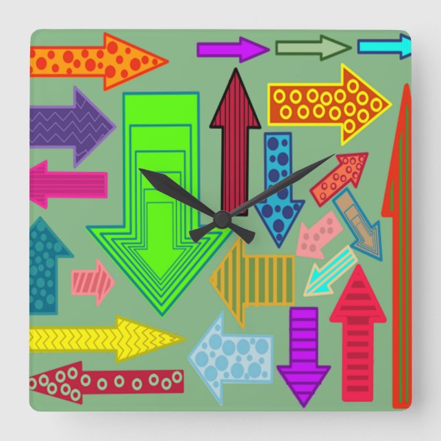 Relógio Quadrado Setas (Frente)