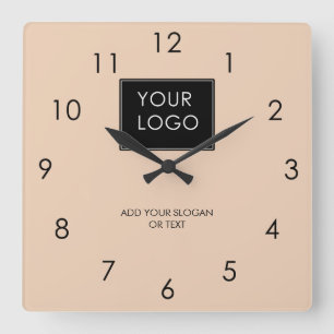 Relógio Quadrado Seu logotipo aqui Empresa empresarial Beige