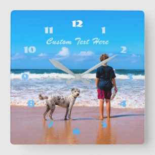 Relógio Quadrado Seu Próprio Nome de Fonte de Texto de Foto de Desi