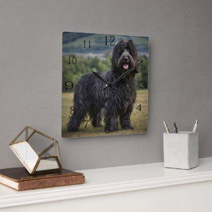 Relógio Quadrado "Shaggy Elegance: The Black Bergamasco Sheepdog"
