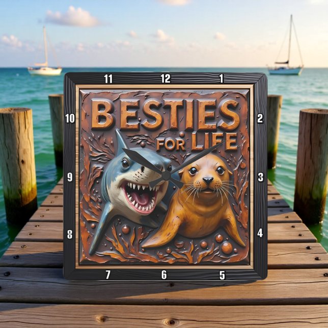 Relógio Quadrado Shark Seal Close Up (Criador carregado)