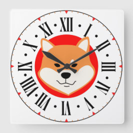 Relógio Quadrado Shiba Inu Original Roman Numeral Wall Clock
