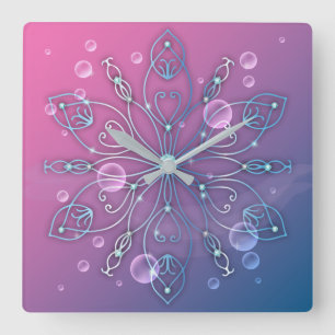 Relógio Quadrado Shiny Elegante Luxurioso Royal Mandala submarino