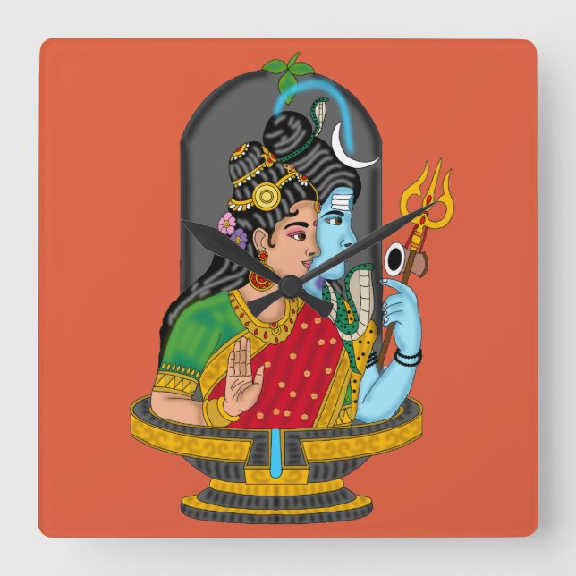 Relógio Quadrado Shiva Parvati Divine Clock  (Frente)