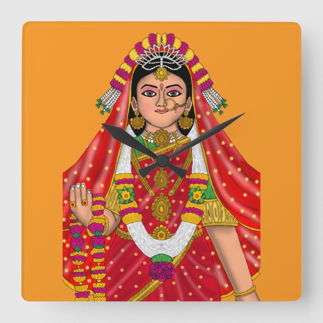 Relógio Quadrado Shree Radha Wall Clock (Frente)