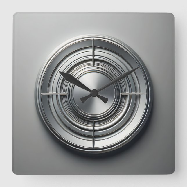 Relógio Quadrado silver metal quarters (Frente)
