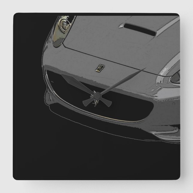 Relógio Quadrado ~Silver Sportscar~ WALLCLOCK, PERSONALIZE-O! (Frente)