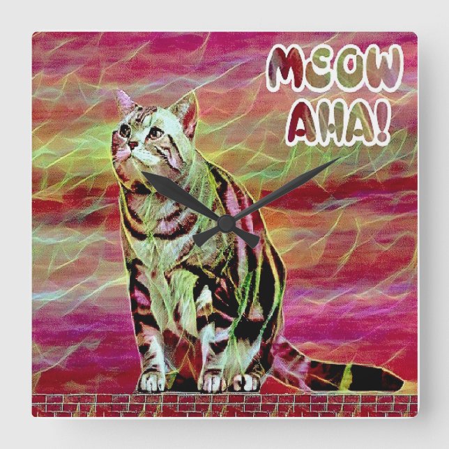 Relógio Quadrado Silver Tabby (Frente)