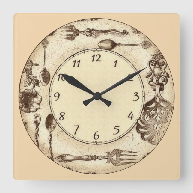 Relógio Quadrado Silverware Vintage antigo (Frente)