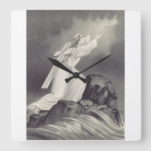 Relógio Quadrado Símbolo cristão da Cruz e Coroa