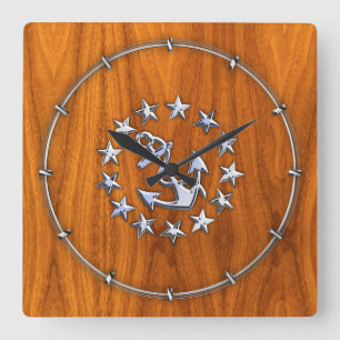 Relógio Quadrado Símbolo da bandeira do iate no impressão de