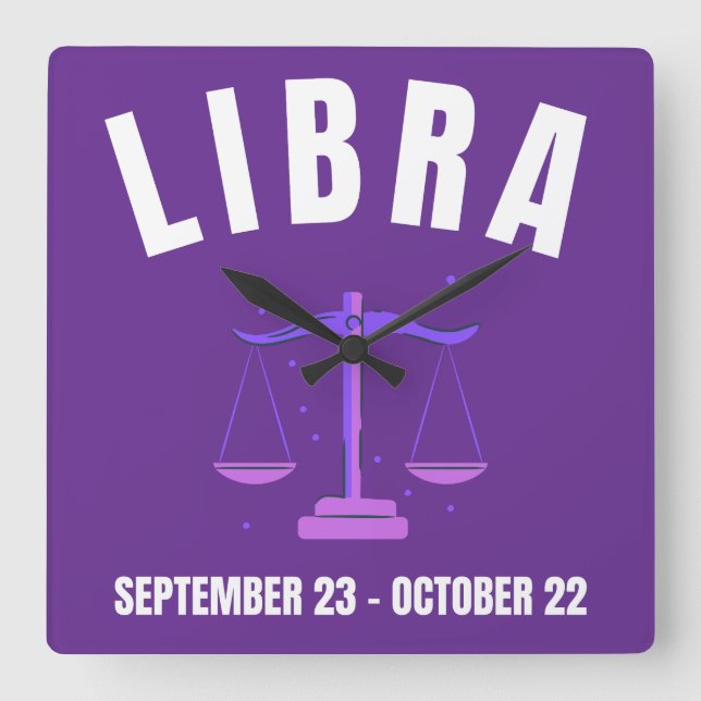 Relógio Quadrado Símbolo da estrela Libra (Frente)