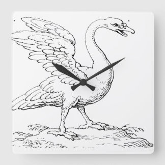 Relógio Quadrado Símbolo de Cisne de Amor e Fidelidade Arte Refinad