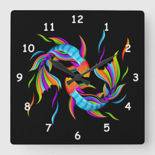Relógio Quadrado Símbolo de natação colorida ou Yin e Yang
